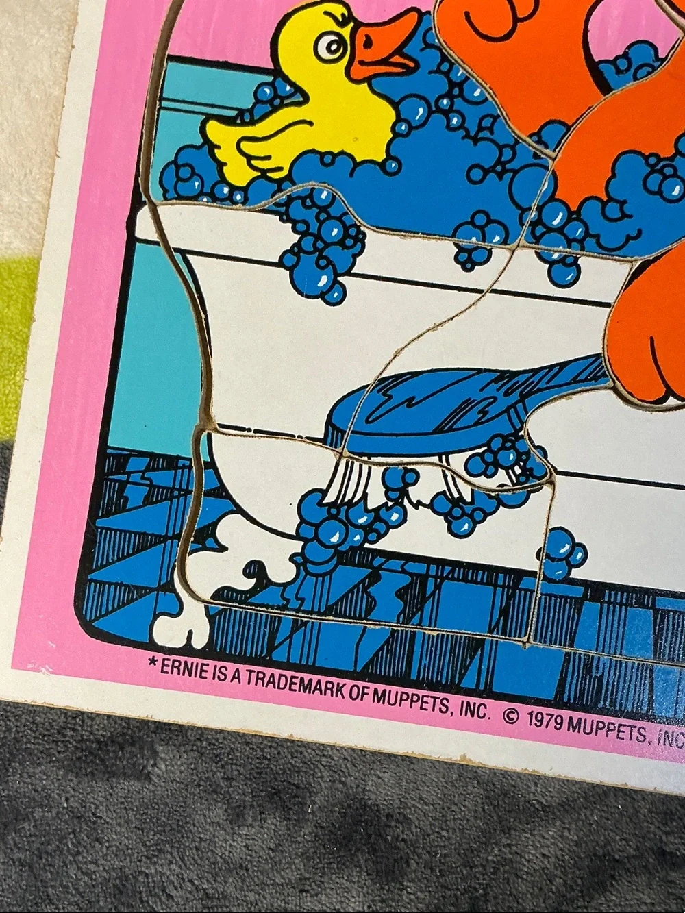 Vintage Playskool Sesame Street Puzzle - Big Bird Blue & Ernie Pink Wood Puzzles